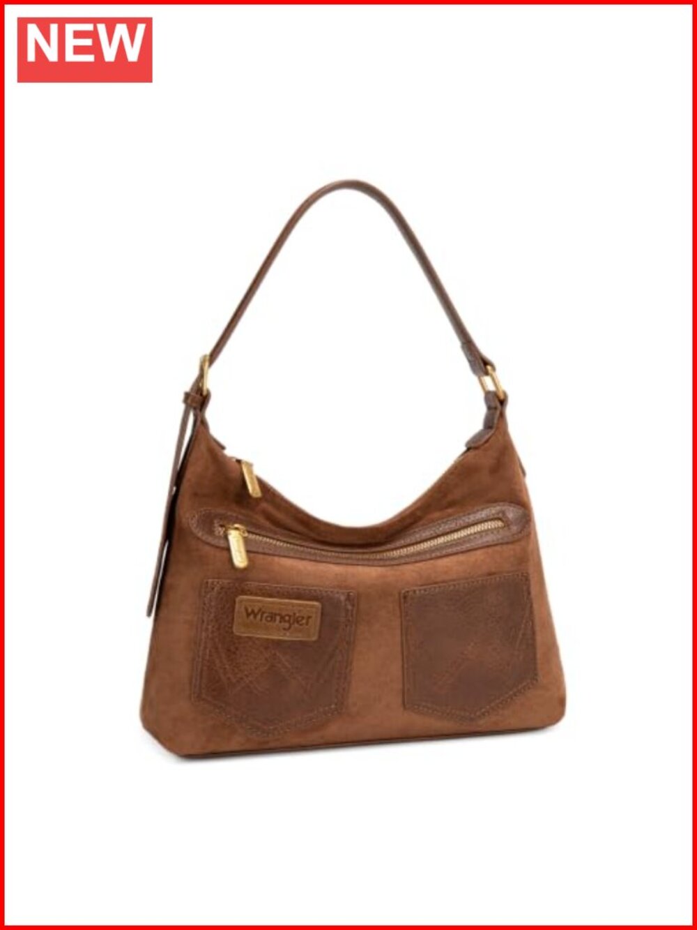 Faux Suede Hobo Bag with Shoulder and Crossbody Straps